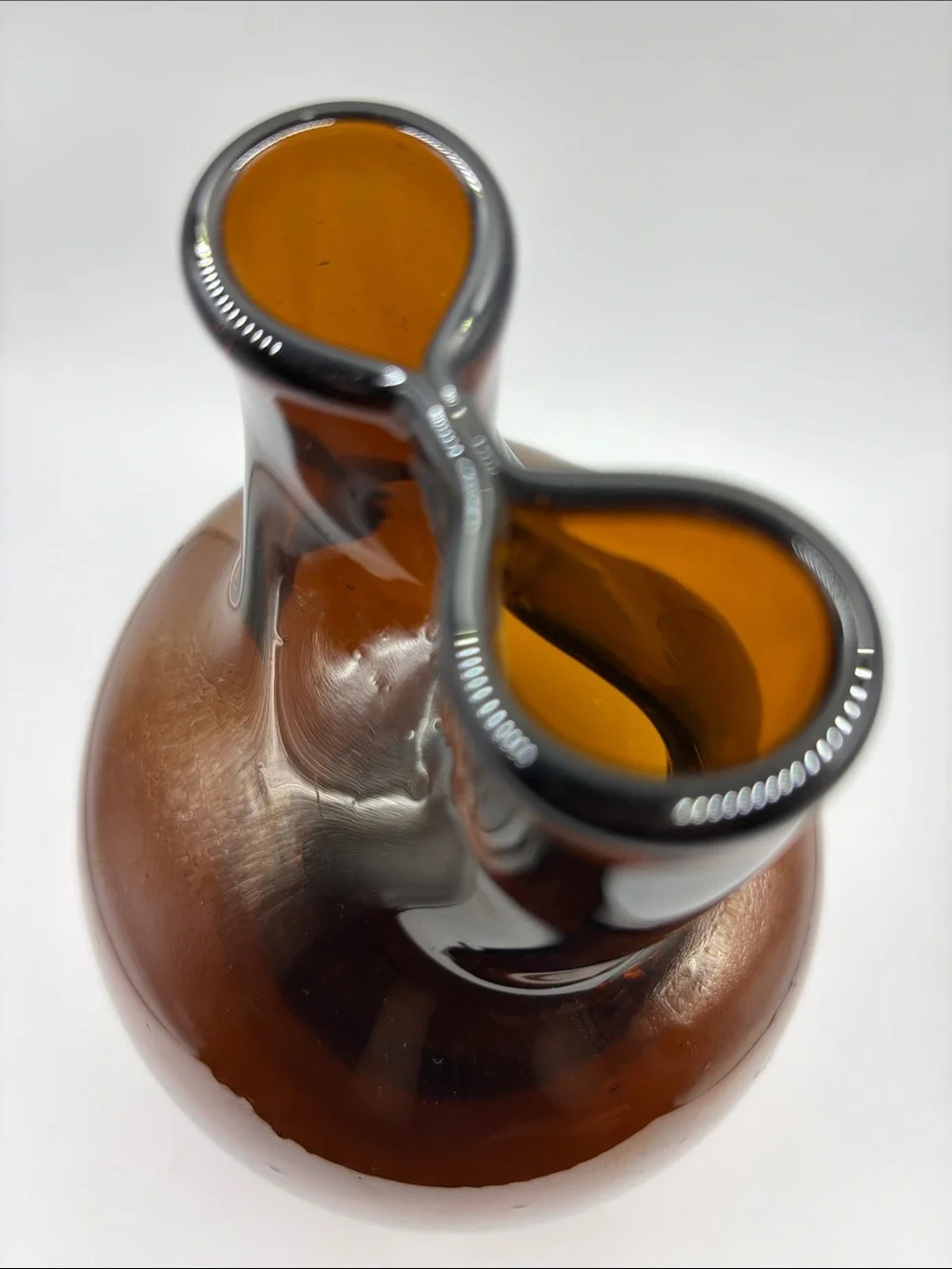 1974 Lukian Quebec Mid Century Modern Art Glass Pinched Mouth Bulbous Vase